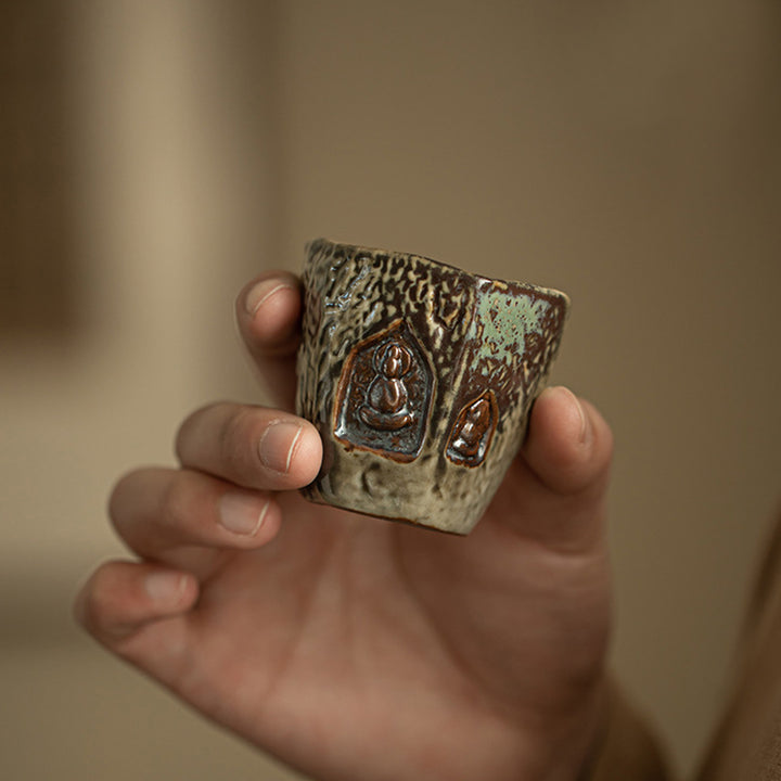Buddha Stones Vintage Dunhuang Couleur Bouddha Gravé Tasse à Thé Tasse à Thé Kung Fu