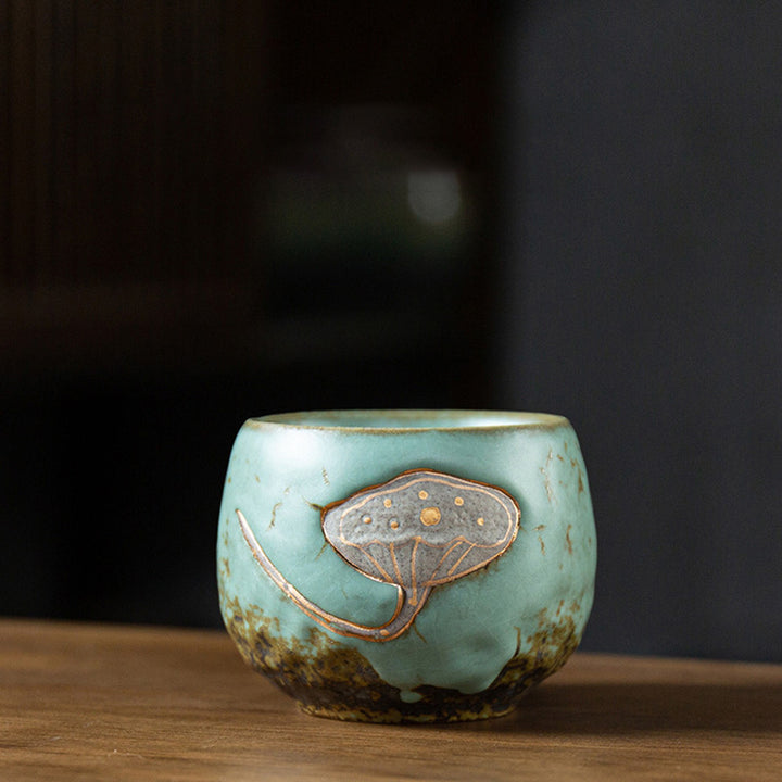 Tasse à thé gravée Buddha Stones Lotus Pod Tasse à thé Kung Fu - Vert 7,2 cm x 6 cm x 155 ml - image 7