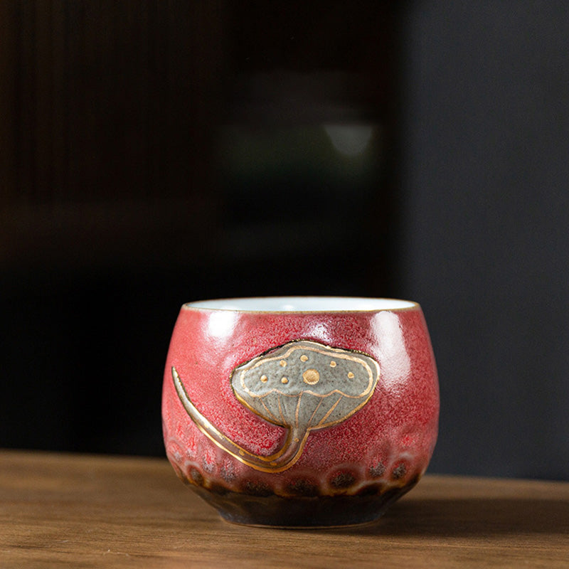 Tasse à thé gravée Buddha Stones Lotus Pod Tasse à thé Kung Fu - Rouge 7,2 cm x 6 cm x 155 ml - image 9