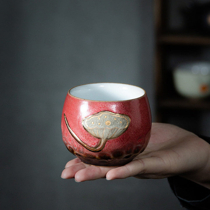 Tasse à thé gravée Buddha Stones Lotus Pod Tasse à thé Kung Fu