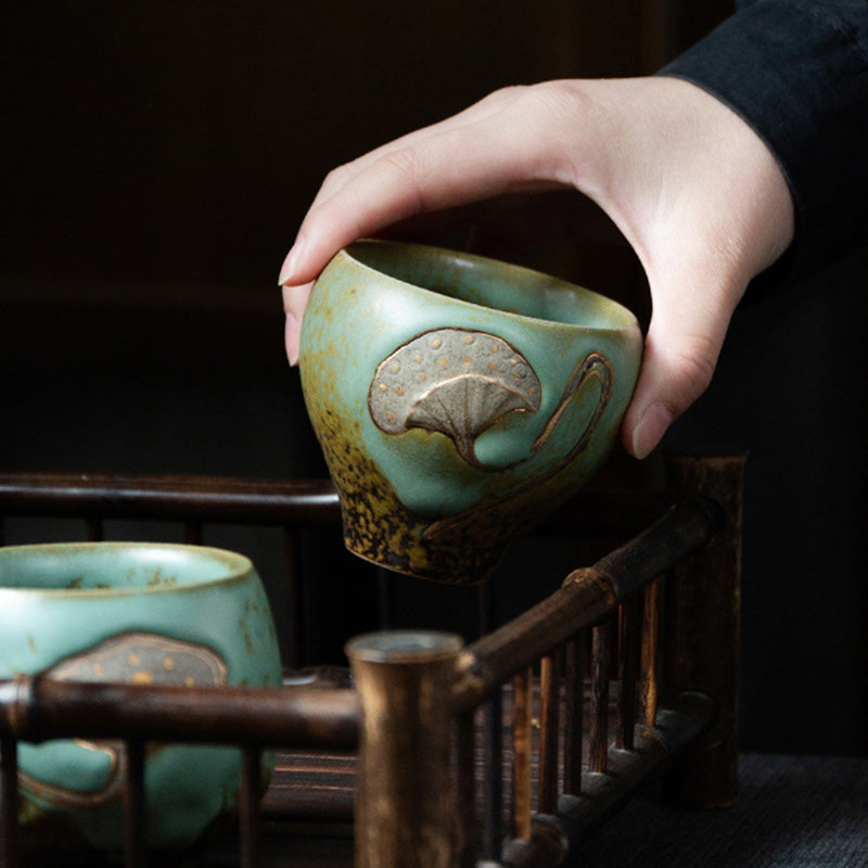 Tasse à thé gravée Buddha Stones Lotus Pod Tasse à thé Kung Fu