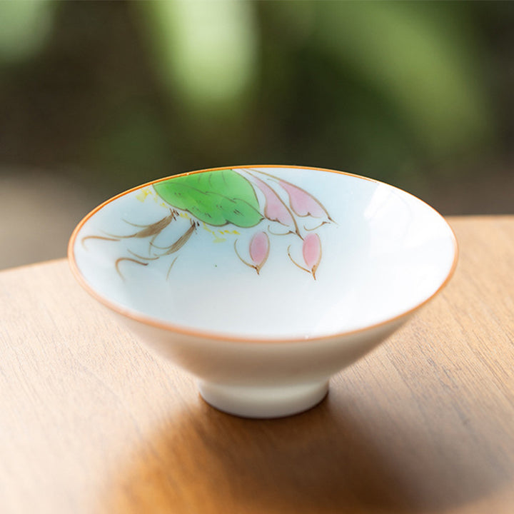 Buddha Stones Fleur de Mandala Poisson Koi Lotus Oiseau Kaki Tasse à Thé Tasse à Thé Kung Fu 50 ml