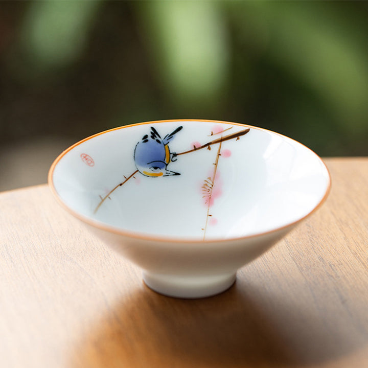 Buddha Stones Fleur de Mandala Poisson Koi Lotus Oiseau Kaki Tasse à Thé Tasse à Thé Kung Fu 50 ml