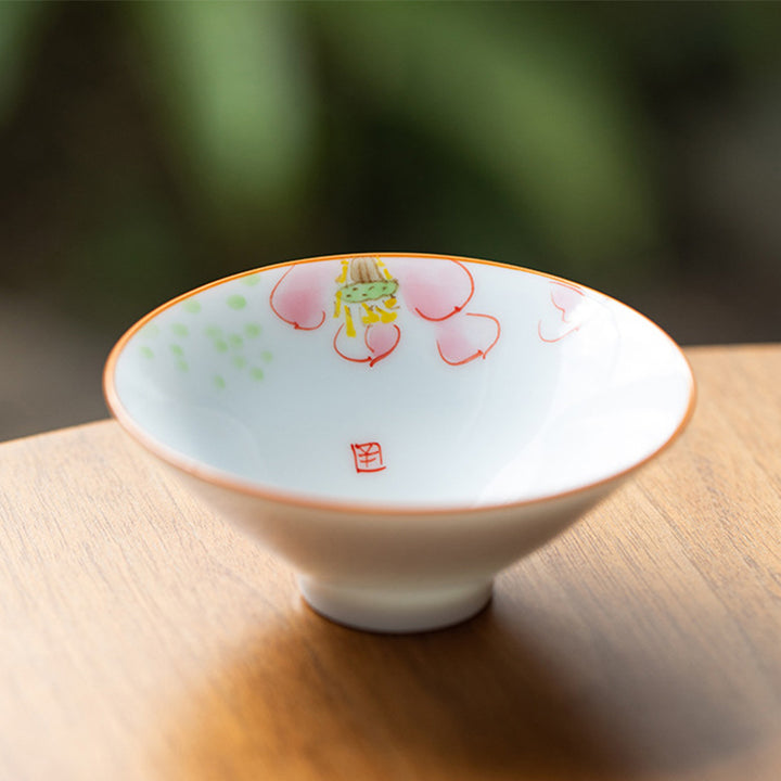 Buddha Stones Fleur de Mandala Poisson Koi Lotus Oiseau Kaki Tasse à Thé Tasse à Thé Kung Fu 50 ml