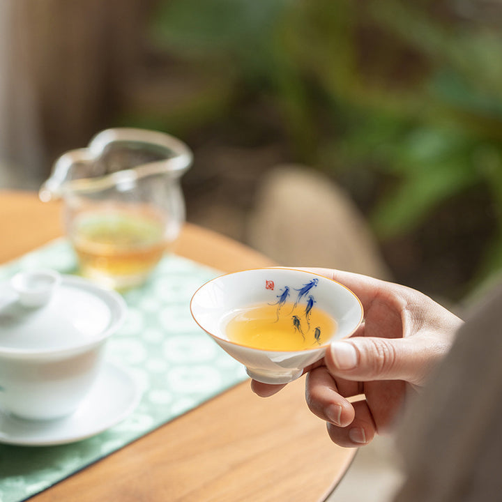 Buddha Stones Fleur de Mandala Poisson Koi Lotus Oiseau Kaki Tasse à Thé Tasse à Thé Kung Fu 50 ml