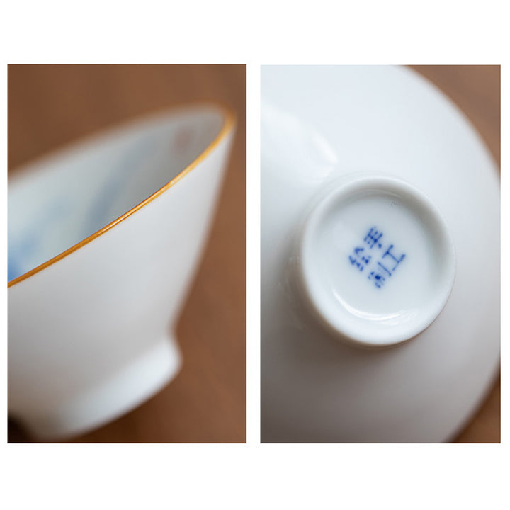 Buddha Stones Fleur de Mandala Poisson Koi Lotus Oiseau Kaki Tasse à Thé Tasse à Thé Kung Fu 50 ml