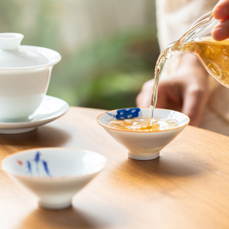 Buddha Stones Fleur de Mandala Poisson Koi Lotus Oiseau Kaki Tasse à Thé Tasse à Thé Kung Fu 50 ml