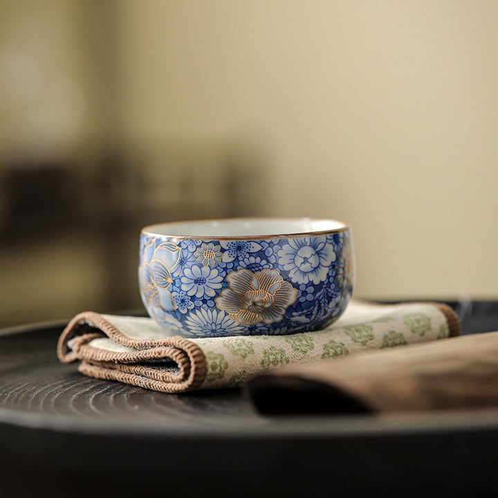 Buddha Stones Lotus Chrysanthème Fleur de Prunier Tasse à Thé Tasse à Thé Kung Fu Théière