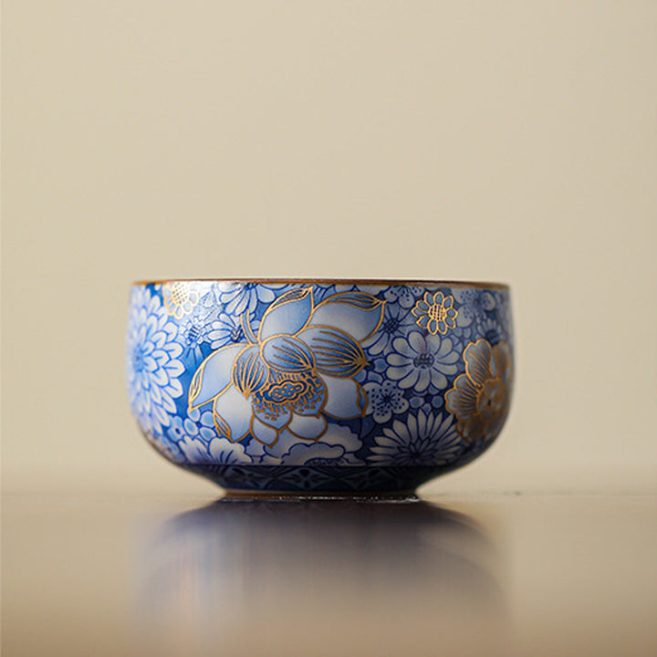 Buddha Stones Lotus Chrysanthème Fleur de Prunier Tasse à Thé Tasse à Thé Kung Fu Théière