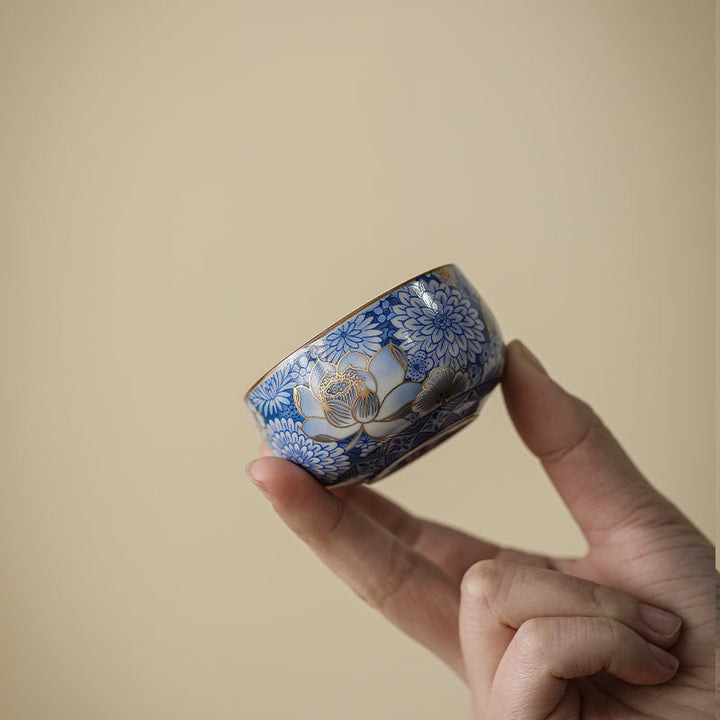 Buddha Stones Lotus Chrysanthème Fleur de Prunier Tasse à Thé Tasse à Thé Kung Fu Théière