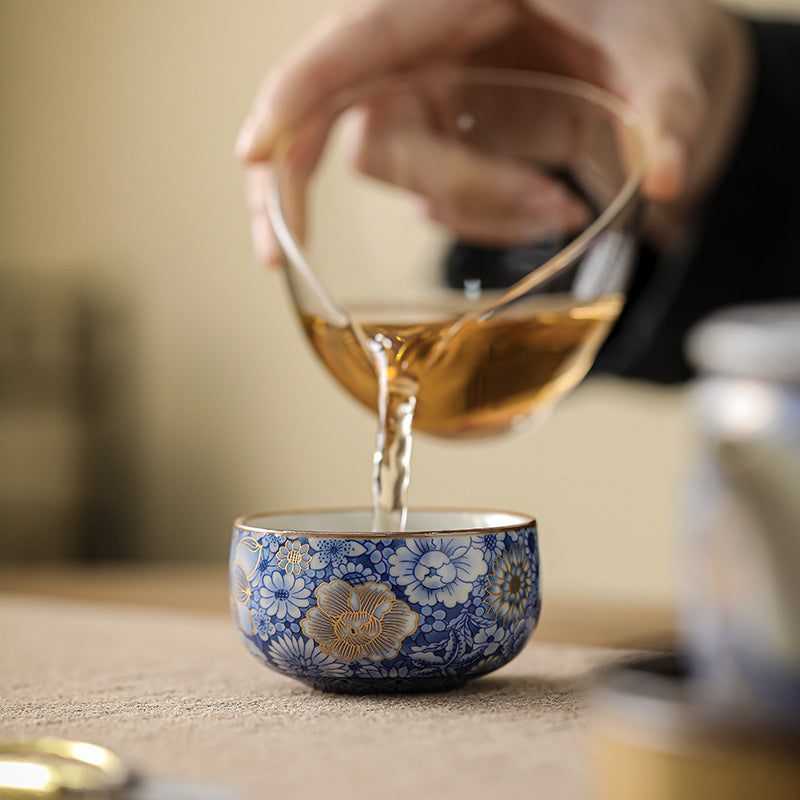 Buddha Stones Lotus Chrysanthème Fleur de Prunier Tasse à Thé Tasse à Thé Kung Fu Théière