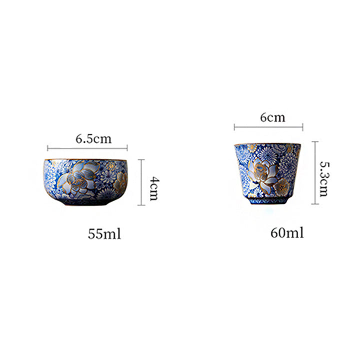 Buddha Stones Lotus Chrysanthème Fleur de Prunier Tasse à Thé Tasse à Thé Kung Fu Théière