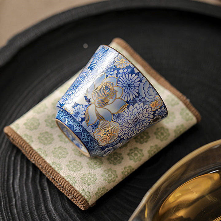 Buddha Stones Lotus Chrysanthème Fleur de Prunier Tasse à Thé Tasse à Thé Kung Fu Théière