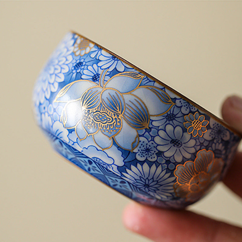 Buddha Stones Lotus Chrysanthème Fleur de Prunier Tasse à Thé Tasse à Thé Kung Fu Théière