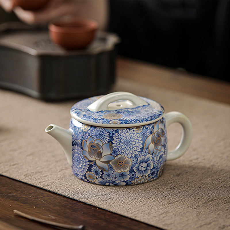 Buddha Stones Lotus Chrysanthème Fleur de Prunier Tasse à Thé Tasse à Thé Kung Fu Théière