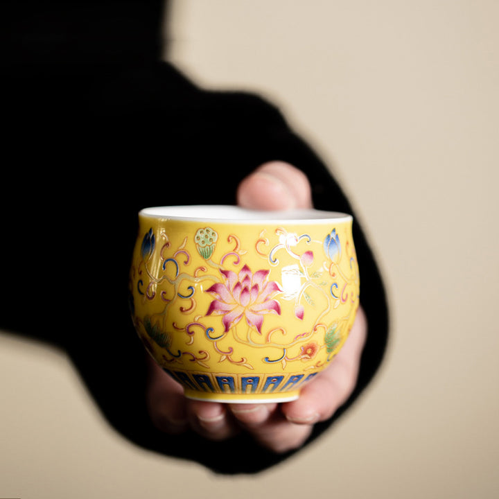 Tasse à thé en céramique à motif de gousse de fleur de lotus Buddha Stones Tasse à thé Kung Fu 80 ml
