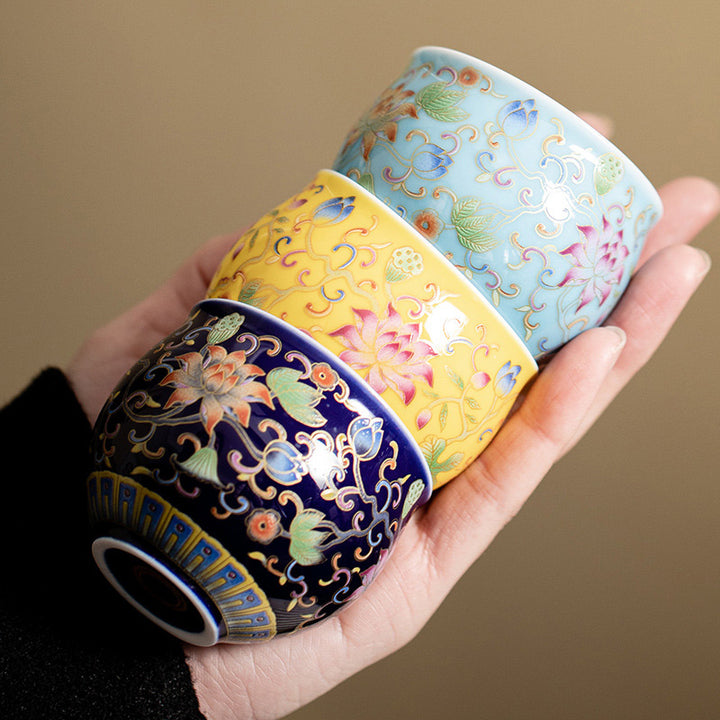 Tasse à thé en céramique à motif de gousse de fleur de lotus Buddha Stones Tasse à thé Kung Fu 80 ml