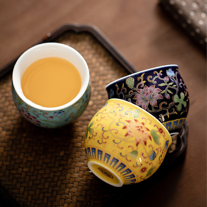 Tasse à thé en céramique à motif de gousse de fleur de lotus Buddha Stones Tasse à thé Kung Fu 80 ml