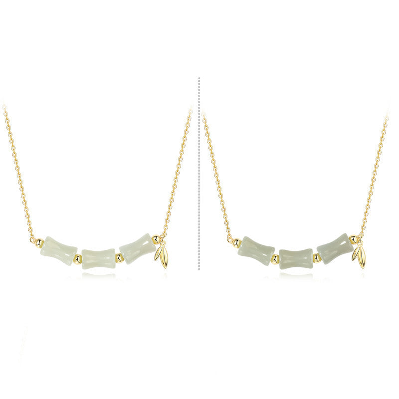 Collier pendentif en argent sterling 925 Buddha Stones et jade Hetian en bambou et caractère Fu - image 11