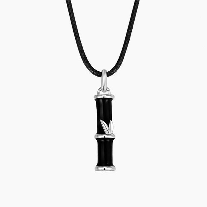 Collier pendentif couple porte-bonheur en cuivre avec Buddha Stones et bambou