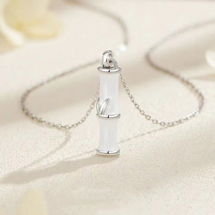 Collier pendentif couple porte-bonheur en cuivre avec Buddha Stones et bambou