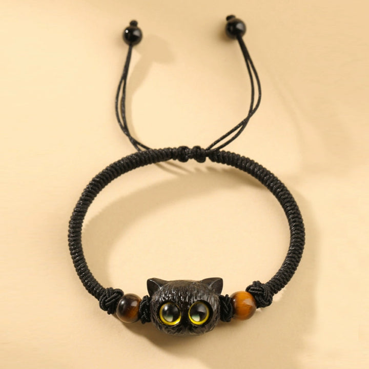 Bracelet de paix en bois d'ébène avec joli motif tête de chat et Buddha Stones - image 13