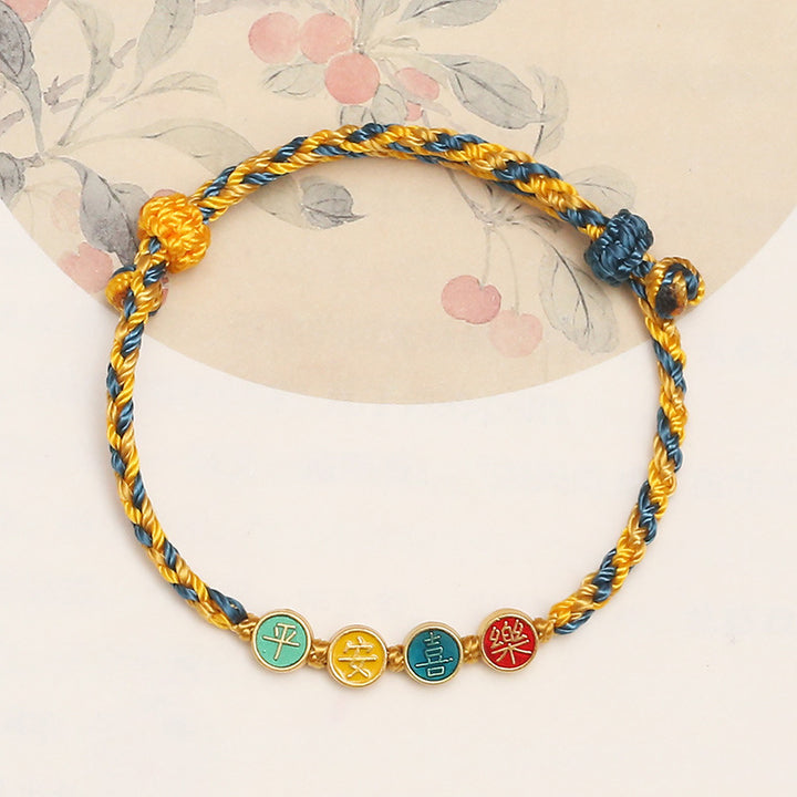 Bracelet tressé en fil de couleur Dunhuang fait à la main avec Buddha Stones, protection de la paix et de la joie