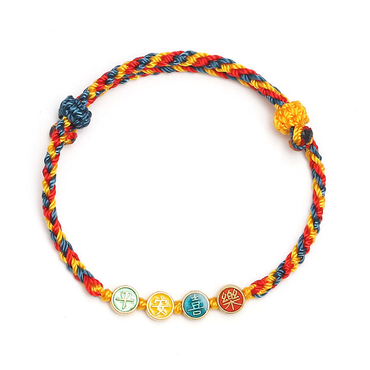 Bracelet tressé en fil de couleur Dunhuang fait à la main avec Buddha Stones, protection de la paix et de la joie