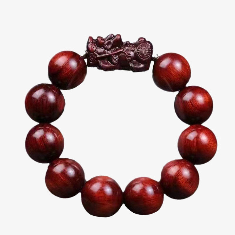 Bracelet de protection PiXiu en bois de santal rouge à petites feuilles de Buddha Stones
