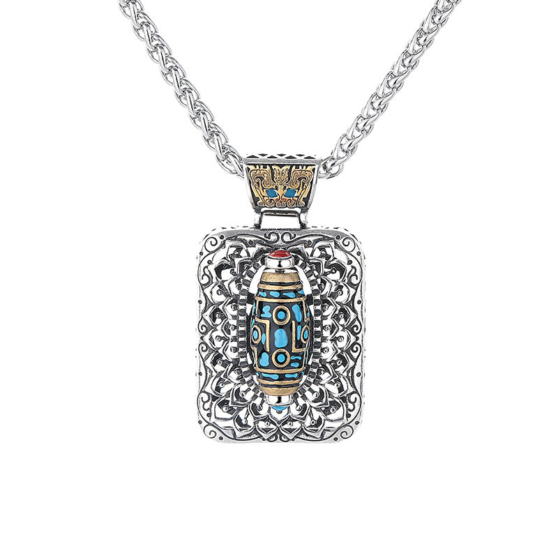 Collier pendentif rotatif de guérison en cuivre avec perles Dzi à neuf yeux de Buddha Stones