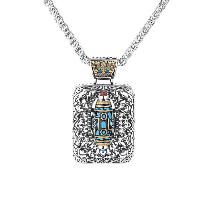Collier pendentif rotatif de guérison en cuivre avec perles Dzi à neuf yeux de Buddha Stones