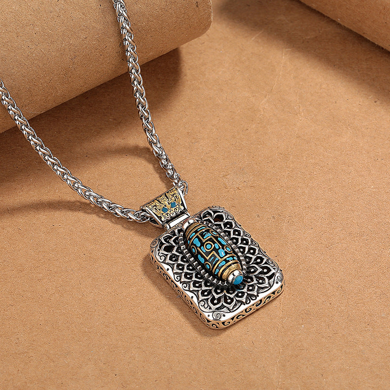 Collier pendentif rotatif de guérison en cuivre avec perles Dzi à neuf yeux de Buddha Stones
