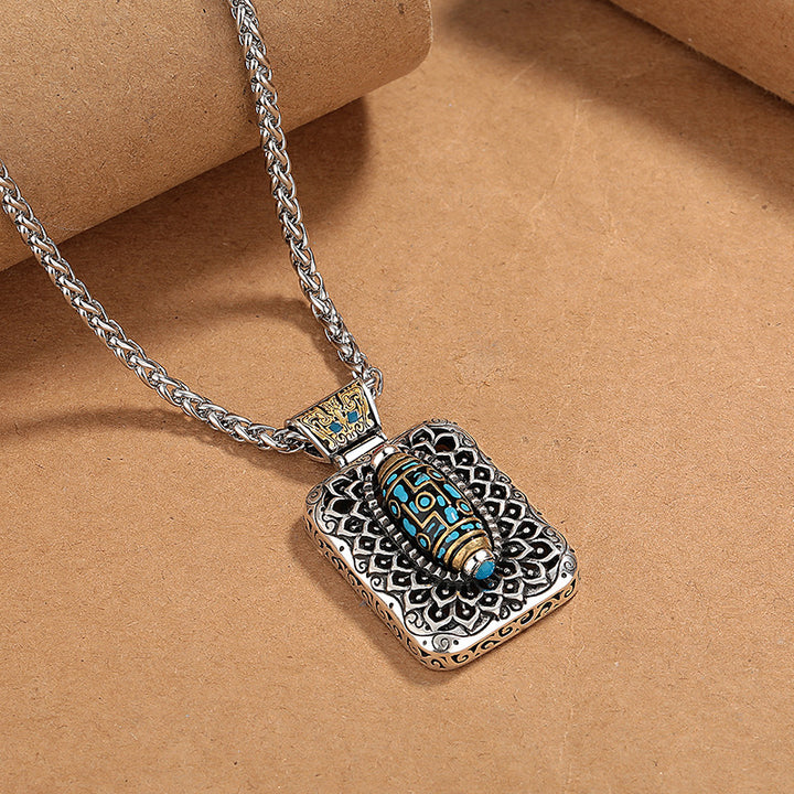Collier pendentif rotatif de guérison en cuivre avec perles Dzi à neuf yeux de Buddha Stones