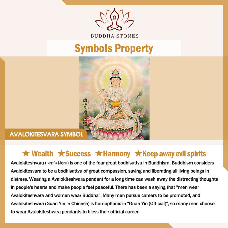 Collier pendentif en cuivre avec motif de lotus Avalokitesvara et Buddha Stones
