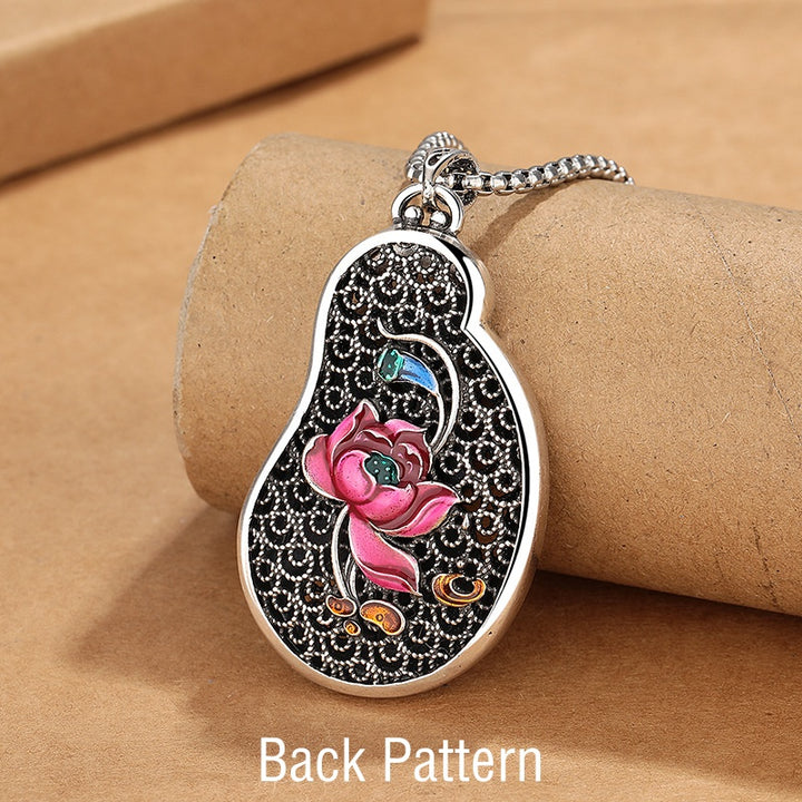 Collier pendentif en cuivre avec motif de lotus Avalokitesvara et Buddha Stones