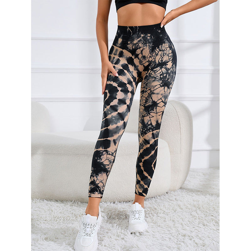 Pantalon imprimé Buddha Stones Tie Dye Leggings taille haute pour le sport, le fitness, le yoga, pour femmes - image 1