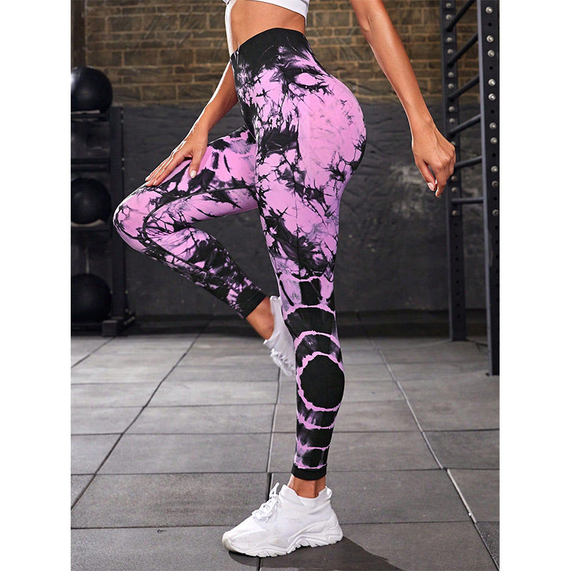 Pantalon imprimé Buddha Stones Tie Dye Leggings taille haute pour le sport, le fitness, le yoga, pour femmes