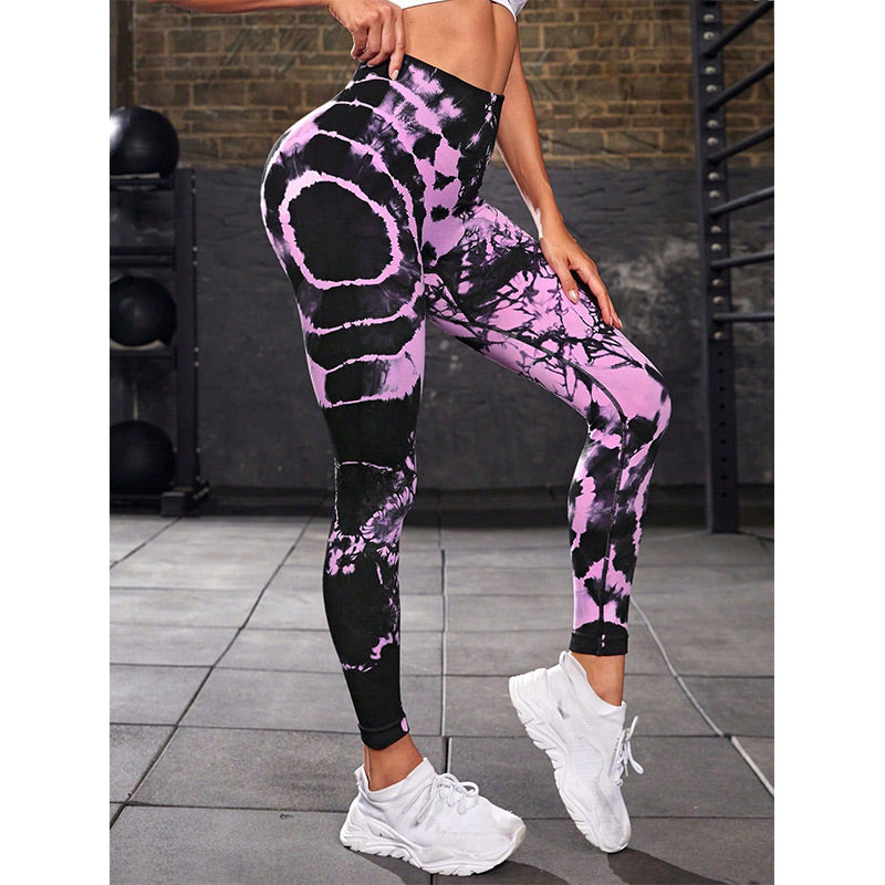 Pantalon imprimé Buddha Stones Tie Dye Leggings taille haute pour le sport, le fitness, le yoga, pour femmes