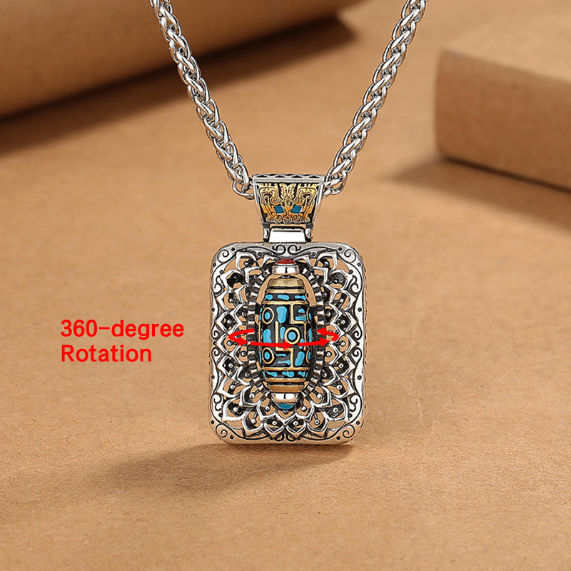Collier pendentif rotatif de guérison en cuivre avec perles Dzi à neuf yeux de Buddha Stones