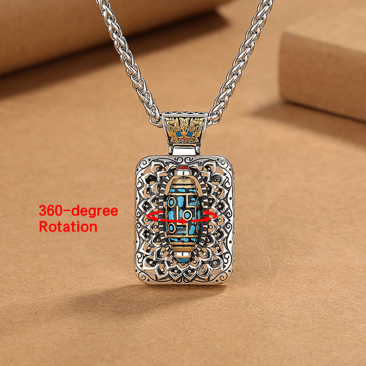 Collier pendentif rotatif de guérison en cuivre avec perles Dzi à neuf yeux de Buddha Stones