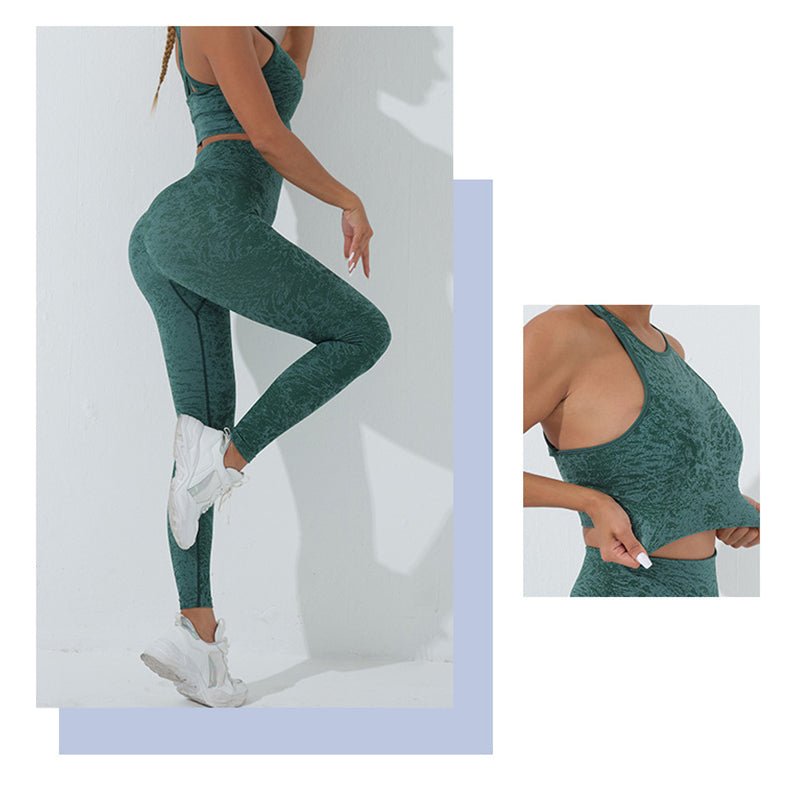 Ensemble de yoga pour femme, débardeur court et pantalon de sport imprimé sans couture Buddha Stones 2 pièces - image 11