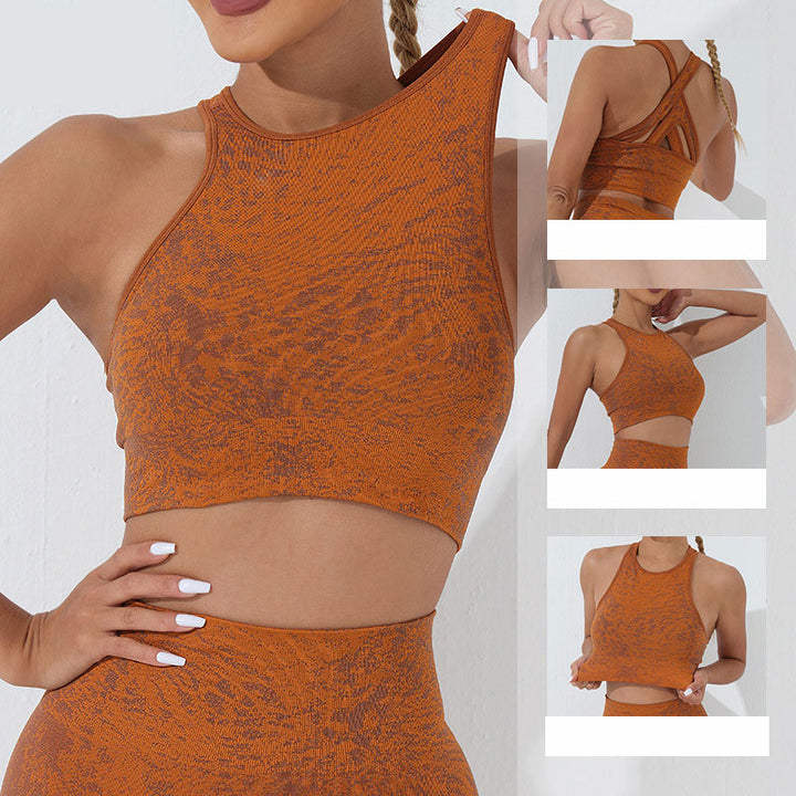 Ensemble de yoga pour femme, débardeur court et pantalon de sport imprimé sans couture Buddha Stones 2 pièces - image 17