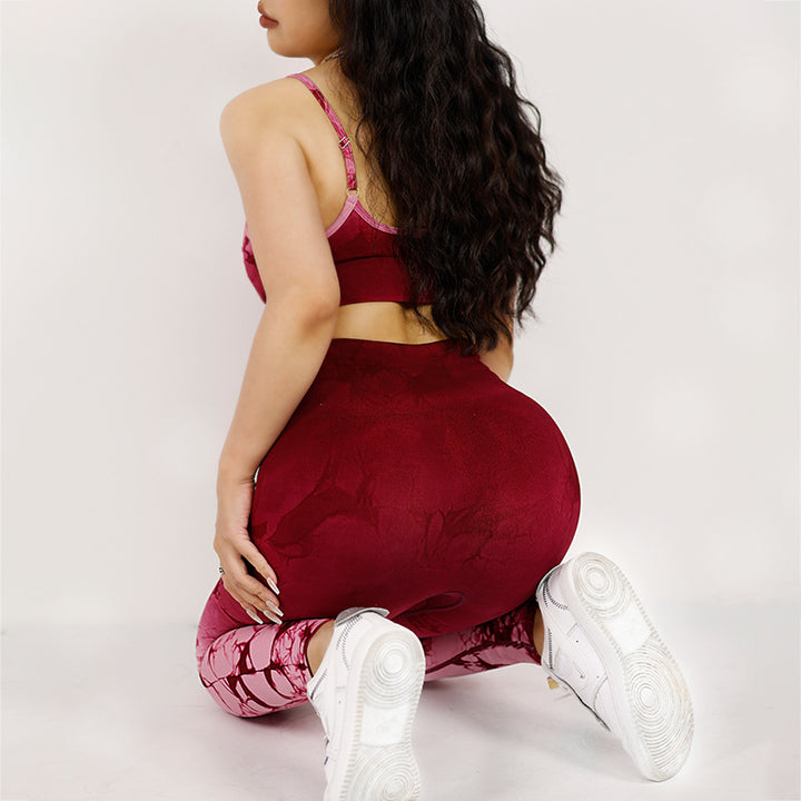 Buddha Stones Lot de 2 débardeurs courts imprimés tie-dye simples pour femmes, pantalons taille haute, tenues de sport, ensembles de yoga - image 3