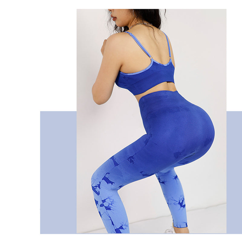 Buddha Stones Lot de 2 débardeurs courts imprimés tie-dye simples pour femmes, pantalons taille haute, tenues de sport, ensembles de yoga - image 12