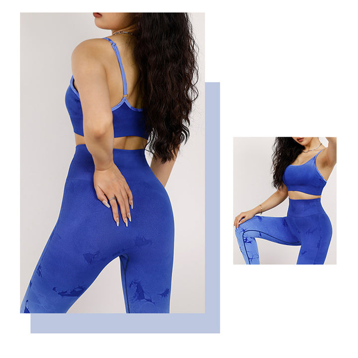 Buddha Stones Lot de 2 débardeurs courts imprimés tie-dye simples pour femmes, pantalons taille haute, tenues de sport, ensembles de yoga - image 13