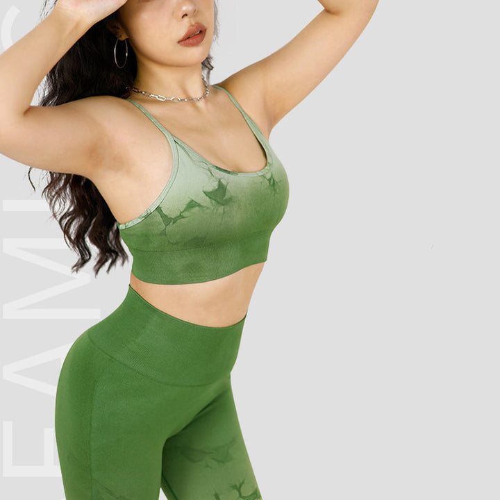 Buddha Stones Lot de 2 débardeurs courts imprimés tie-dye simples pour femmes, pantalons taille haute, tenues de sport, ensembles de yoga - image 6