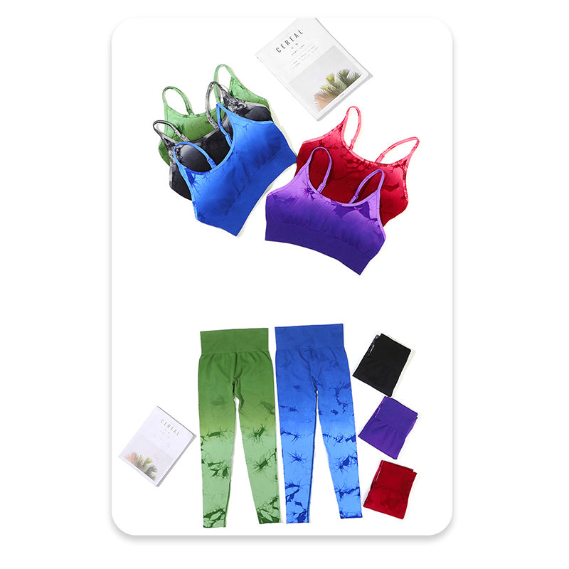 Buddha Stones Lot de 2 débardeurs courts imprimés tie-dye simples pour femmes, pantalons taille haute, tenues de sport, ensembles de yoga - image 17