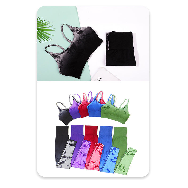 Buddha Stones Lot de 2 débardeurs courts imprimés tie-dye simples pour femmes, pantalons taille haute, tenues de sport, ensembles de yoga - image 19