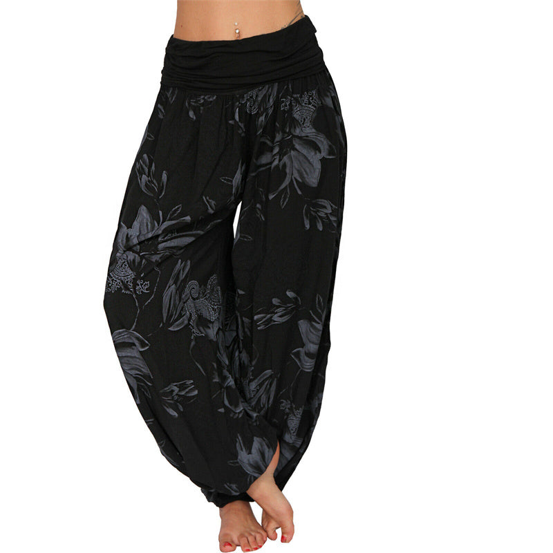 Pantalon de yoga ample à motif de fleurs et de Buddha Stones pour femme - Noir - US20，UK/AU24，EU52 (5XL) - image 13