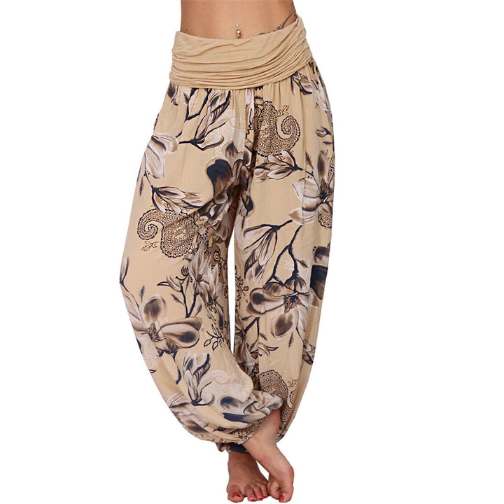 Pantalon de yoga ample à motif de fleurs et de Buddha Stones pour femme - Kaki - US20，UK/AU24，EU52 (5XL) - image 7